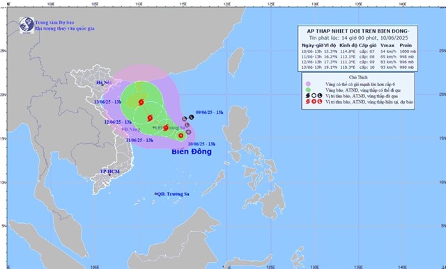 Áp thấp nhiệt đới khả năng mạnh lên thành bão
