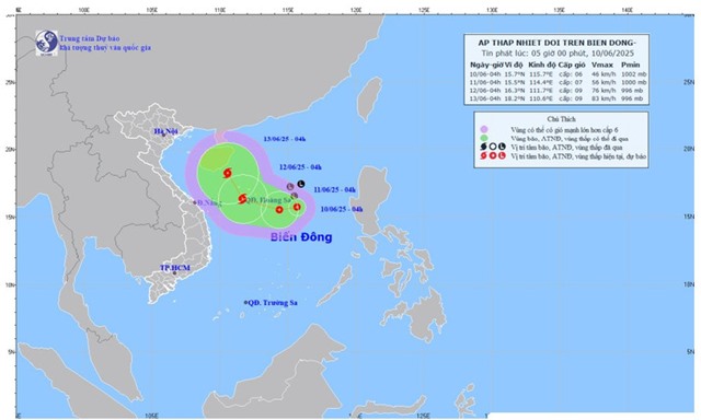 Áp thấp nhiệt đới trên Biển Đông có khả năng mạnh lên thành bão