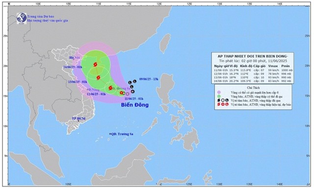 Hôm nay, áp thấp nhiệt đới mạnh lên thành Bão số 1, biển động mạnh, nhiều nơi mưa lớn