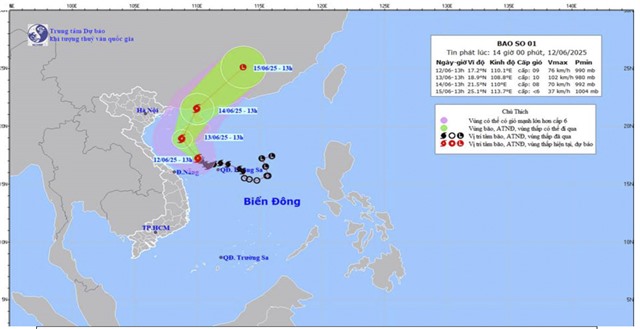 TIN BÃO TRÊN BIỂN ĐÔNG (Cơn bão số  01 - Cơn bão WUTIP) - Tin phát lúc 14h00'