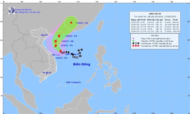 TIN BÃO TRÊN BIỂN ĐÔNG (Cơn bão số 01) -  Tin phát lúc 08h00'