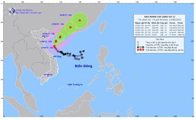 Tin bão khẩn cấp (Cơn bão số 1- Cơn bão WUTIP) - Tin phát lúc 14h00'