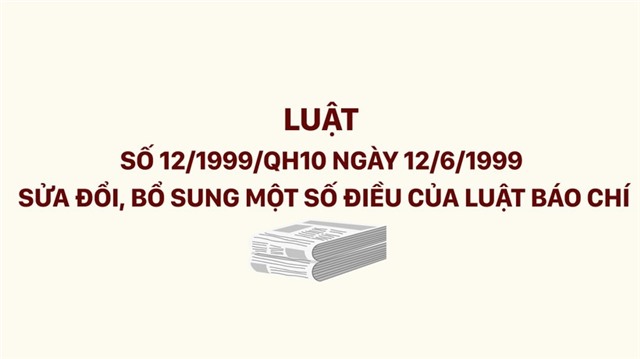 Luật số 12/1999/QH10 sửa đổi, bổ sung một số điều của Luật Báo chí