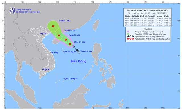 Tin áp thấp nhiệt đới trên Biển Đông - Cập nhật lúc 14h00'