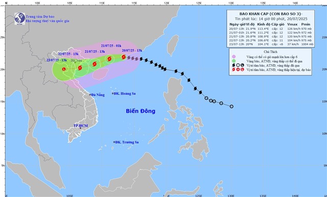 TIN BÃO KHẨN CẤP (Cơn bão số 3) - Tin phát lúc: 14h00' ngày 20/7
