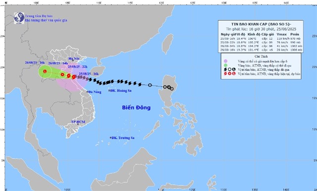 TIN BÃO KHẨN CẤP (Cơn bão số 5) -Tin phát lúc 16h30'