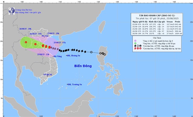 TIN BÃO KHẨN CẤP (Cơn bão số 5) - Tin phát lúc 7h30'