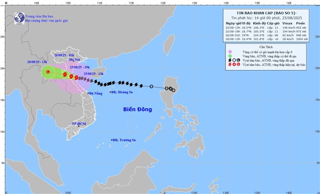 TIN BÃO KHẨN CẤP (Cơn bão số 5) - Tin phát lúc 14h00'