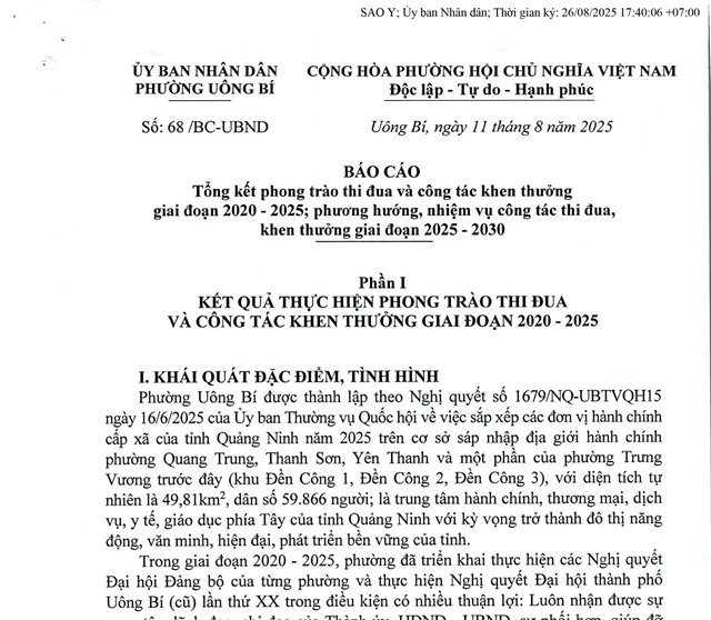Báo cáo Tổng kết phong trào thi đua và công tác khen thưởng giai đoạn 2020-2025; phương hướng, nhiệm vụ công tác thi đua, khen thưởng giai đoạn 2025-2030