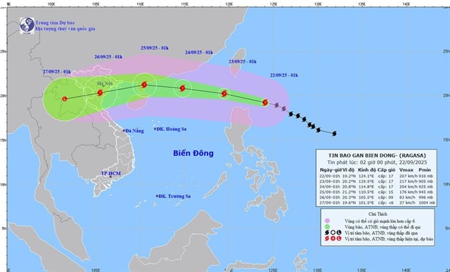 Siêu bão Ragasa (bão số 9) cấp 16-17, tiến gần Biển Đông