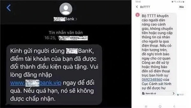 Cảnh báo tin nhắn lừa đảo xuất hiện trong luồng SMS chính thức của ngân hàng