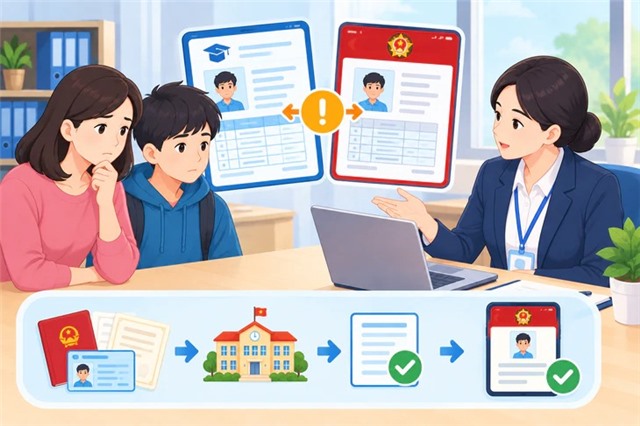 Xử lý thế nào khi thông tin học bạ số khác VNeID?