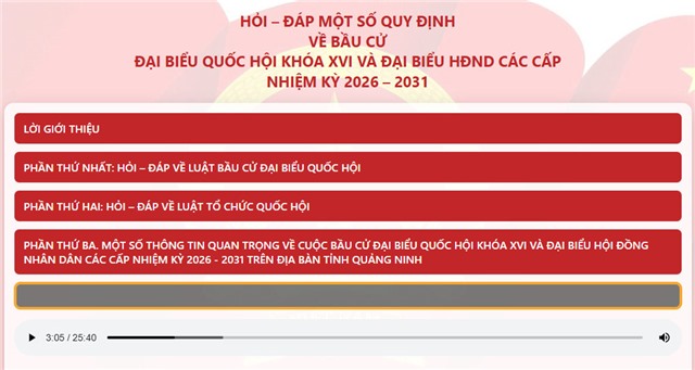 HỎI - ĐÁP: MỘT SỐ QUY ĐỊNH VỀ BẦU CỬ ĐẠI BIỂU QUỐC HỘI KHÓA XVI VÀ ĐẠI BIỂU HỘI ĐỒNG NHÂN DÂN CÁC CẤP NHIỆM KỲ 2026-2031 (SÁCH NÓI)