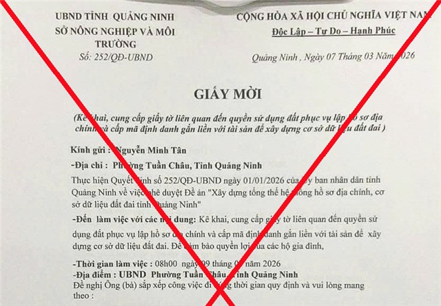 Cảnh báo: Xuất hiện giấy mời giả mạo Sở Nông nghiệp và Môi trường về kê khai đất đai
