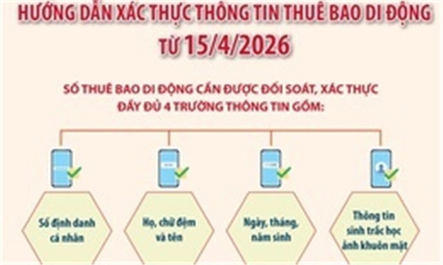 Hướng dẫn xác thực thông tin thuê bao di động từ 15/4/2026