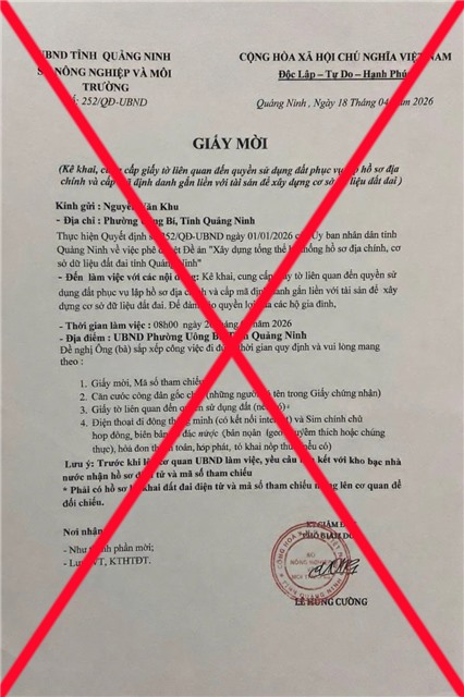 CẢNH BÁO GIẤY MỜI LỪA ĐẢO LIÊN QUAN ĐẾN ĐẤT ĐAI