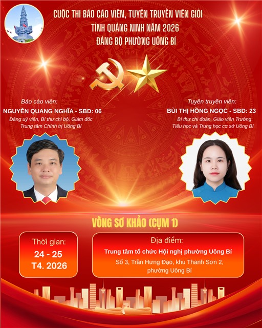 THÍ SINH ĐẠI DIỆN PHƯỜNG UÔNG BÍ THAM DỰ CUỘC THI BÁO CÁO VIÊN GIỎI TỈNH QUẢNG NINH – CỤM 1