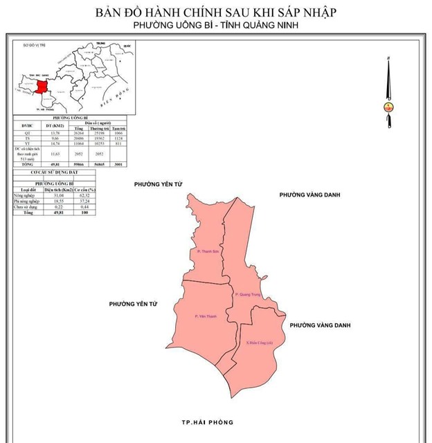 BẢN ĐỒ HÀNH CHÍNH SAU KHI SÁP NHẬP PHƯỜNG UÔNG BÍ - TỈNH QUẢNG NINH
