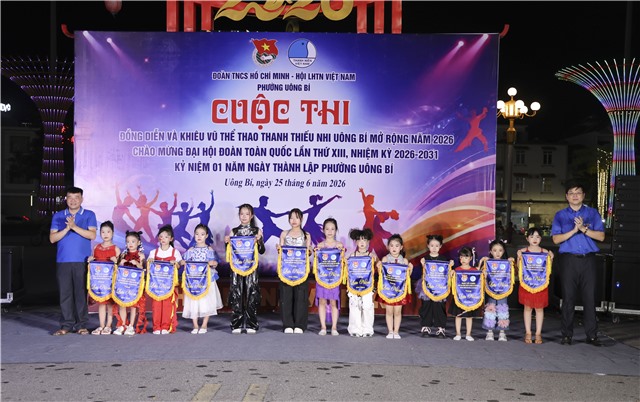 Sôi động Cuộc thi đồng diễn, khiêu vũ thể thao thanh thiếu nhi mở rộng phường Uông Bí năm 2026