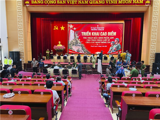 UBND phường Uông Bí triển khai cao điểm thu nhận mẫu sinh phẩm ADN cho thân nhân liệt sĩ chưa xác định thông tin