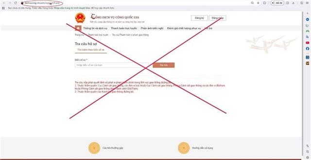 Cảnh báo chiêu trò giả trang web dịch vụ công quốc gia để lừa báo phạt nguội