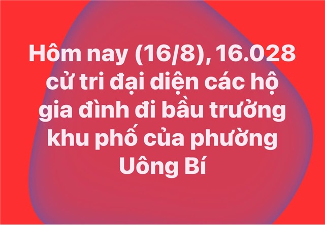 Hôm nay (16/8), 16.028 cử tri đại diện các hộ gia đình đi bầu trưởng khu phố của phường Uông Bí