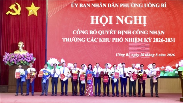UBND phường Uông Bí công bố 24 quyết định công nhận người trúng cử Trưởng khu phố nhiệm kỳ 2026–2031