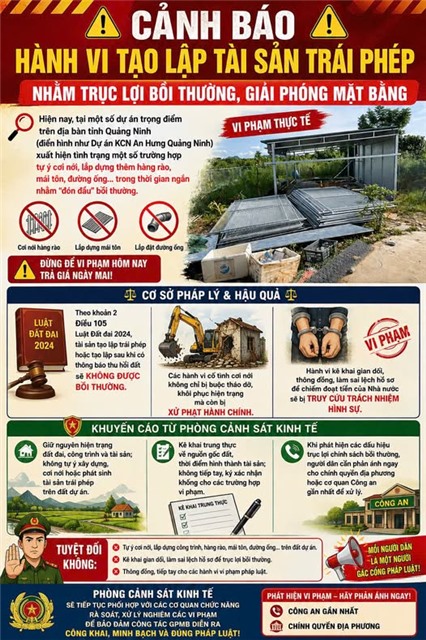 NGƯỜI DÂN LƯU Ý: HÀNH VI TẠO LẬP TÀI SẢN TRÁI PHÉP NHẰM TRỤC LỢI BỒI THƯỜNG, GPMB LÀ TRÁI QUY ĐỊNH CỦA PHÁP LUẬT VÀ CÓ THỂ BỊ TRUY CỨU TRÁCH NHIỆM HÌNH SỰ 