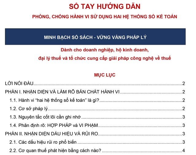 Sổ tay và Bộ hỏi đáp hướng dẫn phòng, chống hành vi sử dụng hai hệ thống sổ kế toán