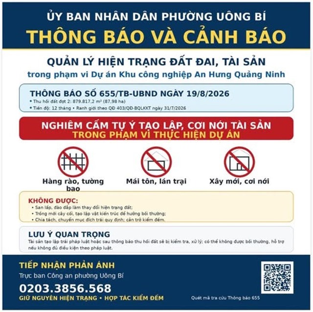 KHÔNG TỰ Ý XÂY DỰNG, CƠI NỚI TRONG PHẠM VI DỰ ÁN KHU CÔNG NGHIỆP AN HƯNG